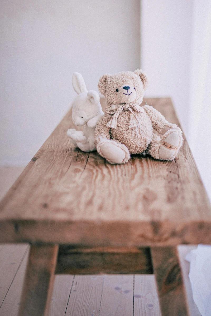 Plush toys on the bench