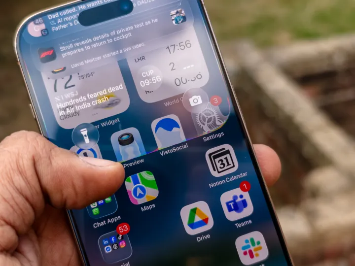 Scroll down to reveal Notification Center in Liquid Design on the first iOS 26 beta running on the iPhone 16 Pro