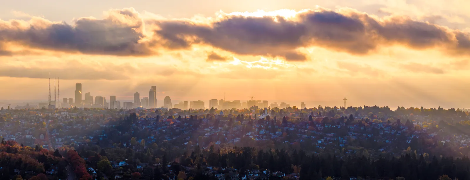 Downtown Seattle Aerial and Capitol Hill Sunrise