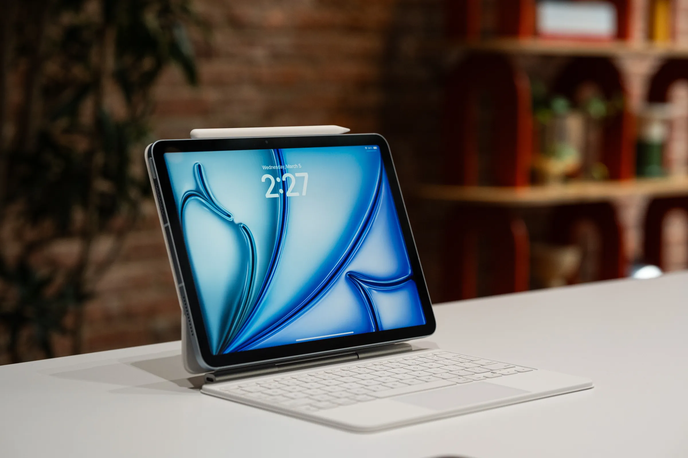 An image of an iPad Air on a table.