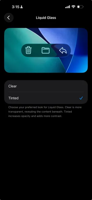 iOS 26.1 lets you reduce the transparency of Liquid Glass
